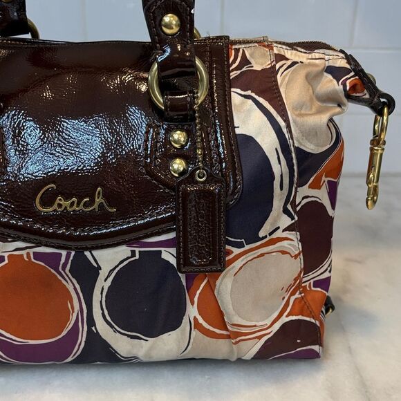 Coach Bag Purse Handbag Pocketbook Multicolor Sateen Ashley Scarf Print Satchel - Picture 4 of 16